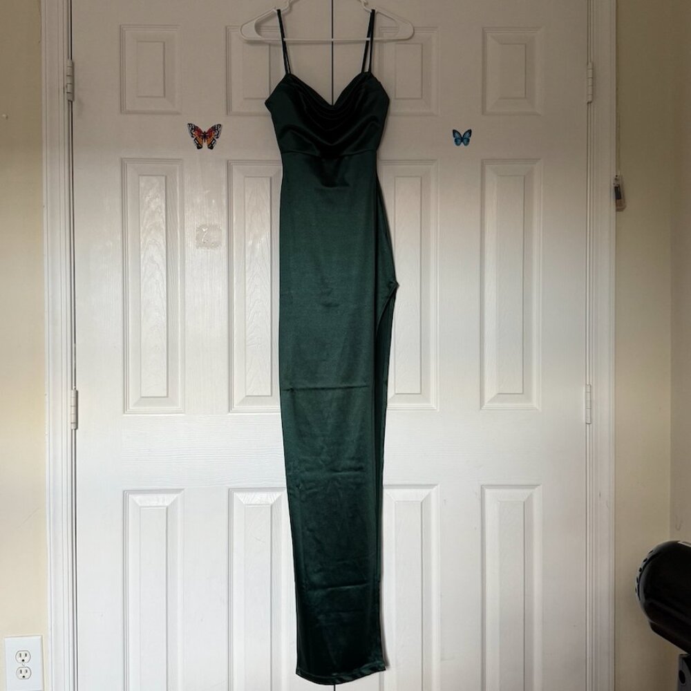 Windsor Lola High Slit Satin Dress